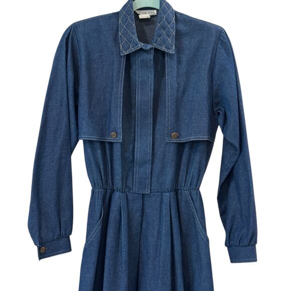 Vintage 70s Around Town Denim Midi Dress - Picture 3 of 10